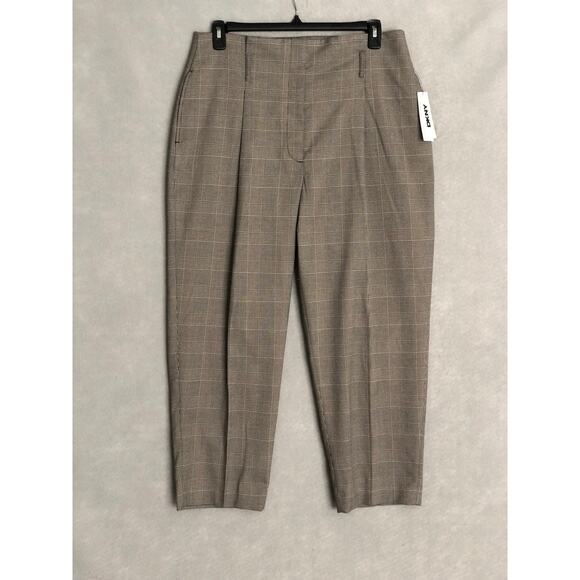 Dkny Pants - DKNY Twill Plaid Pants Women's Size 16 Slim Leg Ankle Length NEW